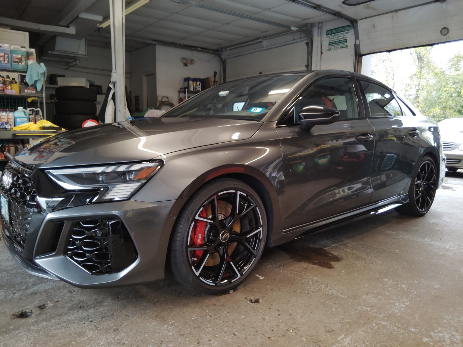 Gray Audi RS3 detailed exterior